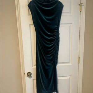 Anthropologie Green Velvet Dress